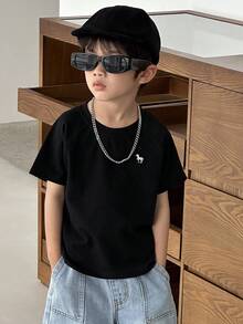 Dazy Kids Camiseta casual de cuello redondo y manga corta con estampado de unicornio para niño, verano - Multicolor - Ver 9