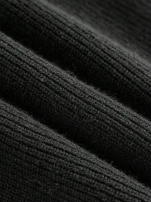 lacRébo Top de punto acanalado negro con bordado de rosa, top para regreso a clases, top de vacaciones, top de otoño, ropa de mujer de otoño e invierno - Negro - Ver 7