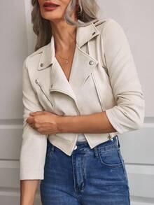 EMERY ROSE Motorrad Jacke mit Revers, Reißverschluss, Kunstleder