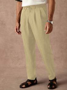 Manfinity Homme Men's Casual Drawstring Waist Black Pants, Fall