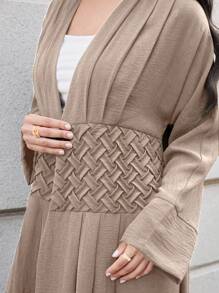 Yasmyna Women's Plain Long Sleeve Abaya Robe Cardigan - Khaki - View 4