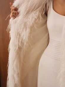 MOTF PREMIUM WATERFALL LONG SLEEVE FAUX FUR COAT - White - View 8