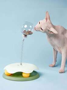 PETSIN 1 件装猫咪益智漏食球玩具旋转球互动自娱缓解小猫无聊玩具 - 彩色 - 查看 4