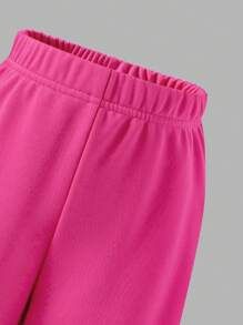 女童连帽卫衣，内置吊带背心，搭配阔腿裤，时尚百搭，简约风格 - 粉色 - 查看 4