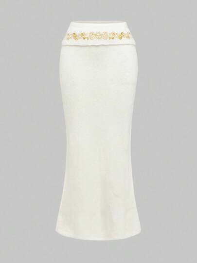 Hippie Women's Long Embroidered Sun Straight Knit Maxi Dress