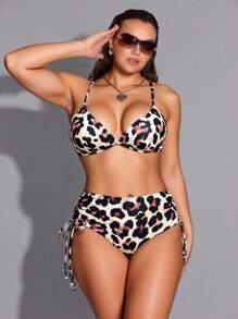 Shapewave Bộ bikini tắm nữ size lớn họa tiết da báo thắt nơ trước gợi cảm, đi biển mùa hè - Nhiều màu - Xem 5
