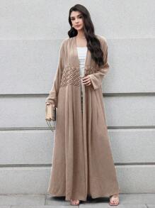 Yasmyna Women's Plain Long Sleeve Abaya Robe Cardigan - Khaki - View 6