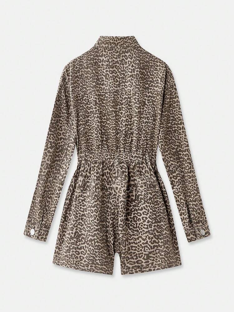 Combinaison imprimé léopard avec Top en coton style bomber, tenues de sortie, tenues de vacances