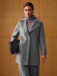 MOTF PREMIUM Áo khoác ngoài thêu len - Màu Xám nhạt - Xem 5