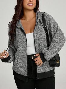 SHEIN LUNE 大码时尚百搭抽绳连帽外套，适合秋季女装、返校季、纳什维尔教师外出、早午餐、乡村风格等场合。大码连帽衫，女式大码冬季外套，大码拉链连帽衫，秋冬外套，女式冬季上衣，适合学生、教师、大码飞行员夹克、冬季外套、女式冬季外出上衣、女式拉链连帽衫外套、冬季外套，适合秋季穿着。 - 彩色 - 查看 8