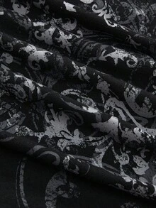 ROMWE Grunge Punk Elegant Cute Tropical Purple Vine Cross Shoulder Bat Wing Elastic Ruched Women T-Shirt - Purple - View 4