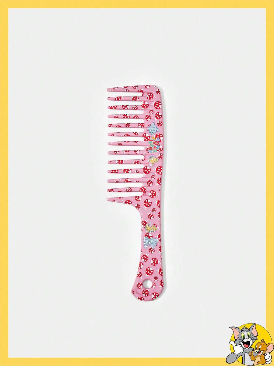 TOM & JERRY X SHEIN Lược răng thưa cỡ lớn họa tiết hoạt hình dễ thương, lược chải tóc thiết kế hình bọ cánh cứng, lược tạo kiểu di động, phụ kiện hàng ngày thích hợp cho việc trở lại trường học, lược thời trang làm quà tặng cho trẻ em hoặc gia đình - Nhiều màu - Xem 1