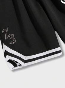 ROMWE Street Life Women's Slogan Print Drawstring Shorts, Suitable For Everyday Spring/Summer Wear - Black - View 7