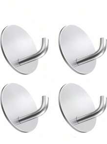 4-Pcs Hook For Kitchen, Bathroom, Clothes And Hats, Right Angle Wall Hanging, Round Bottom, Nail Free Hook