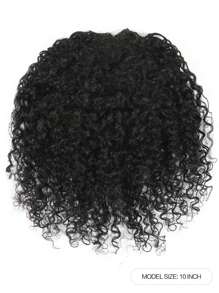 Kinky Curly Topper Hair With Bangs Human Hair Toppers For Women Clip In Hair Extensions Natural Black Daily Use Easy To Wear - Natural Black - View 2