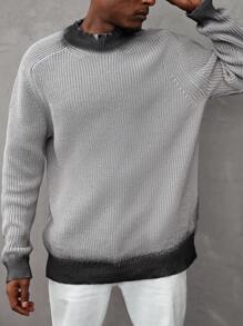 Manfinity Homme كنزة صوفية كاجوال للرجال من الصوف المنسوج بتصميم لوني مجزأ، خريف/شتاء - متعدد الألوان - مشاهدة 6