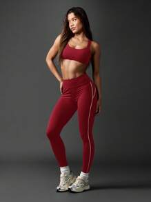 MISSGUIDED Moisture Wicking Supportive High Impact Compression Sports Bra With Cross Back Straps For Running Yoga Exercise Fitness Pilates Workout - Burgundy - View 5