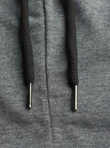 Manfinity Homme 男士撞色T恤&腰部抽繩衛褲 - 深灰色 - 查看 8