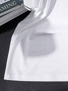 SHEIN Tween Boy Letter Printed Crew Neck Knit T-Shirt, Streetwear, Spring/Summer - White - View 7