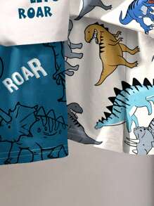 SHEIN 2 件套男婴休闲简约圆领短袖 T 恤和短裤套装，适合夏季 - 彩色 - 查看 4