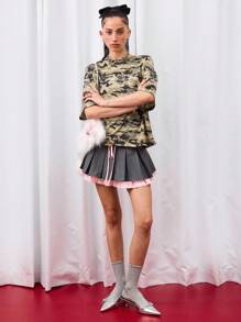 COUREZ Double Layer Pleated Mini Skirt Y2K Vacation Going Out Cute Sexy Back To School - Multicolor - View 4