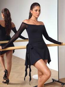 Menodora SHEIN Sport Spódnica-kombinezon damski w jednolitym kolorze z odkrytymi ramionami, strój do tańca