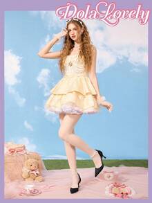 Dola Lovely Women's Black High Heel Lolita Style Cute & Elegant Pearl Chain Bow Pointed Toe Pumps, Suitable For Halloween And Christmas - Black - View 6