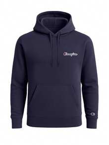 Champion Men's Casual Versatile Minimalist Drawstring Pocket Hoodie - Blue - View 4