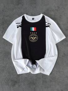 Manfinity Homme 夏季大码男士休闲拼色T恤 - 彩色 - 查看 1