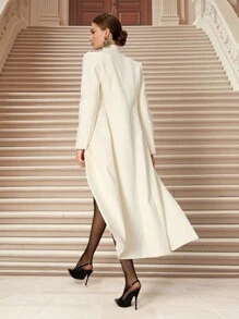 Chiquease 秋季女装，冬季时尚设计，轻奢风格，长款风衣 - 米色 - 查看 6