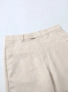 Manfinity Mode Conjunto de Blazer e Calça em Jacquard de Cor Sólida para Homens Plus Size - Preto - Visão 5