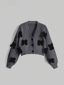 ROMWE Kawaii Plus Size Women's Cute 3D Bow Cardigan