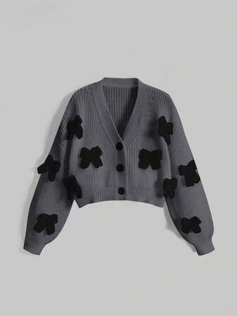 Kawaii Cardigan mignon avec nœud 3D pour femmes grande taille