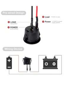 12V LED Toggle Switch 2-Pin ON/OFF – Quick Connect Panel Mount With Aluminum Contacts, Plastic Housing For Car Dashboard, Marine, Truck (No Battery, Non-Illuminated)
