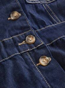 SHEIN MOD MOD Women's Halter Neck Backless Denim Jumpsuit