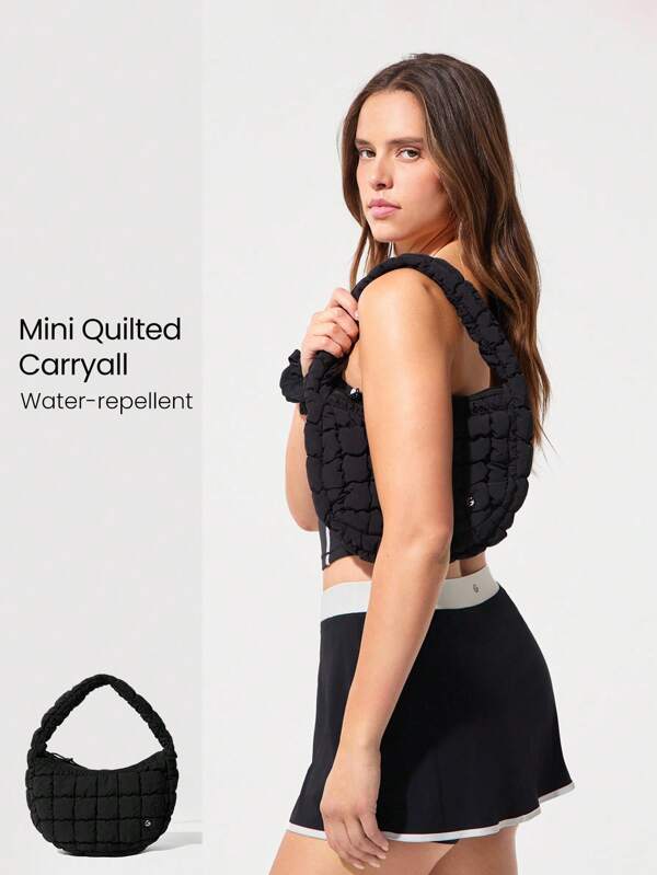 GLOWMODE 4L Puffette Water-Resistant Zipper Pockets Puffy Pleated Shoulder Bag Purse Hand Bag Gym Travel Vacation Daily Casual Wear