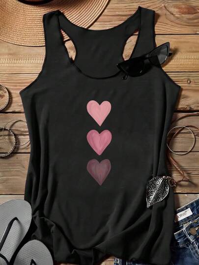 SHEIN LUNE Women Heart Pattern Casual Camisole Suitable For Summer