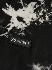 AXEPEAK Men Cotton Tie Dye Slogan Graphic Tee, Summer, 2000s Style - Beige - View 4