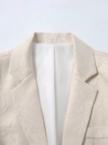 Manfinity Mode Conjunto de Blazer e Calça em Jacquard de Cor Sólida para Homens Plus Size - Preto - Visão 4