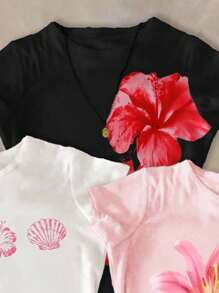 Bộ 3 áo thun ngắn tay cổ tròn cạp cao dáng rộng đơn giản dành cho bé gái tuổi teen, phù hợp cho mùa hè - Nhiều màu - Xem 5