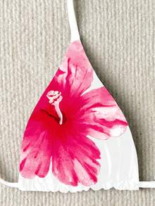 Swim Mod Springbreak Floral Print Sexy Vacation Bikini Top For Women