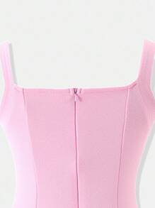 Pearl Embellished Fitted Camisole Dress In Pink - Pink - View 4