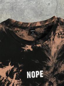 AXEPEAK Oversized Men's Cotton Tie-Dye Letter Graphic Vintage T-Shirt, Summer