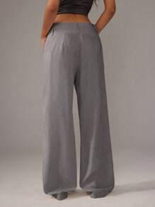 TRNVIE Women's Business Casual Button-Front Pants Fall Cloth For Women - Light Grey - View 2