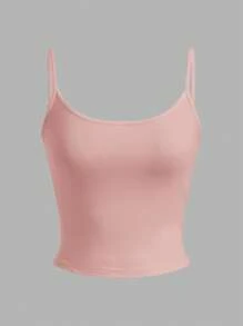SHEIN EZwear 4pcs Women's Tight Fitted Cropped Casual Tank Tops, Black, Burgundy, Nude, Apricot, Suitable For Summer - Multicolor - View 6