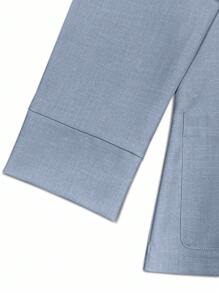 Franclia Solid Color Notched Collar Single-Breasted Pocket Minimalist Blazer - Blue - View 3