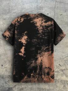 AXEPEAK Oversized Men's Cotton Tie-Dye Letter Graphic Vintage T-Shirt, Summer