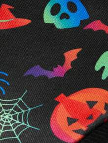 PETSIN Halloween Patterned Hooded Sweatshirt With Colorful Halloween Elements - Multicolor - View 4