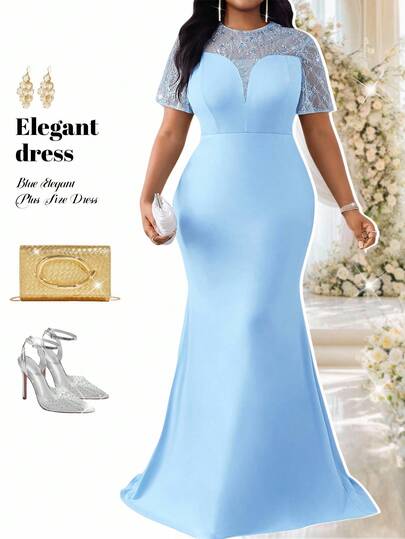 Fleurora Spring And Summer Casual Elegant Boho Navy Blue Knitted Round Neck Flared Midi Plus Size Co-Ord Vacation Outfits Woman Beach Outfits For Woman Beach Vacation Beach Dress Wedding Guest Dress Women Business Casual Woman Prom Dress Lace Sleeves Dress For Wedding Guest Church Clothes Women Dresses For Wedding Event Birthday Outfit Women Festival Outfit, Party Dress Light Blue Dress Elegant Powder Blue Dress Elegant Dress Plus Size Dress Elegant Woman Clothing