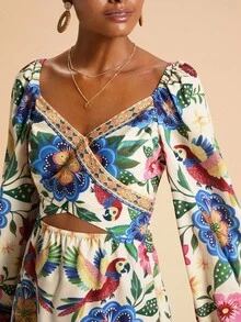 Travachic Vestido corto ajustado de mujer de manga larga con estampado tejido - Multicolor - Ver 5